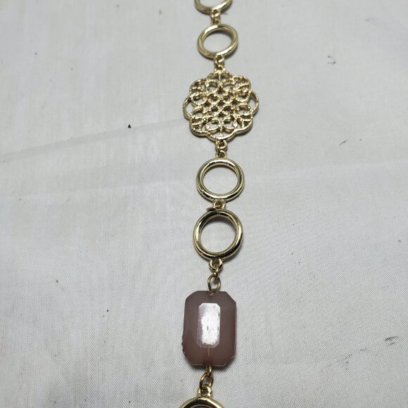 Bijou gold chain link with rose quartz necklace - Picture 6 of 7